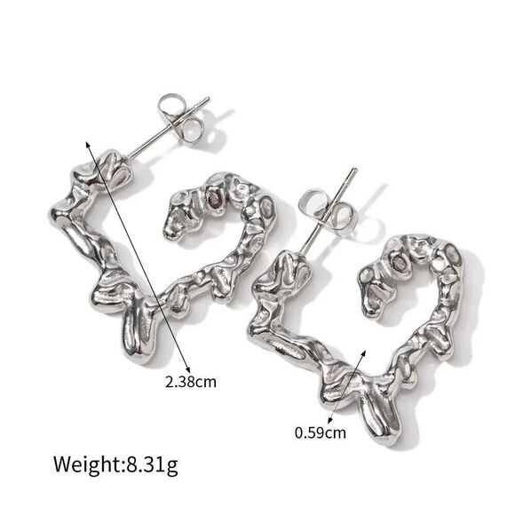 Stainless Steel Heart Earrings - Picture 3 of 4